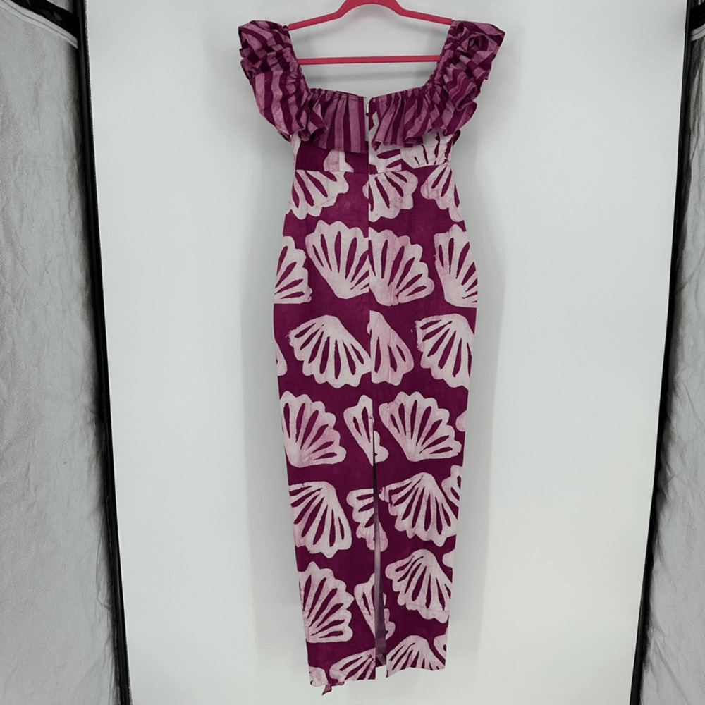 Anthropologie Sika Womens Off the shoulder Ruffle Midi Dress Size 4 Tropical - Picture 15 of 16
